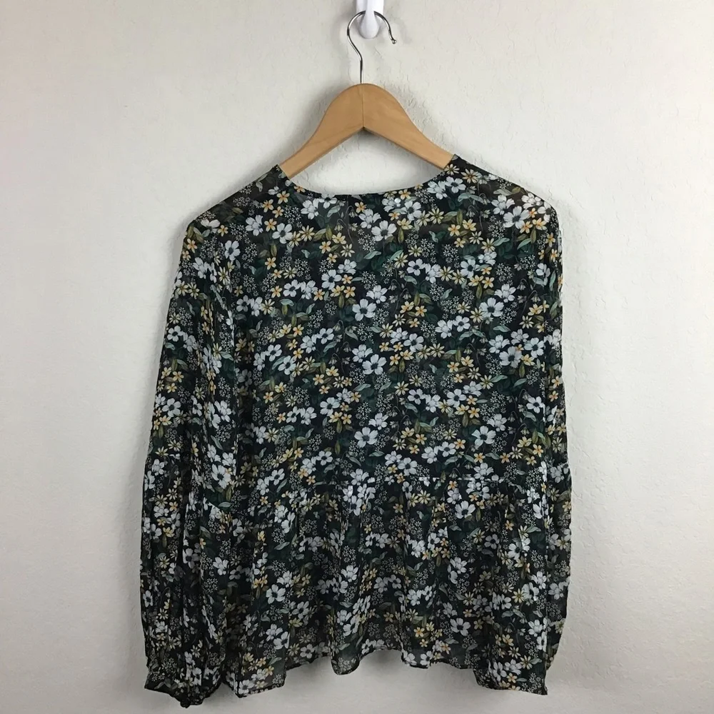 Munthe Floral Long Sleeve Blouse 36 Blue Green White Yellow - Picture 4 of 8